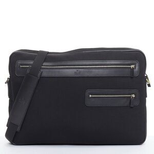 GUCCI VINTAGE black nylon leather trim crossbody messenger laptop bag